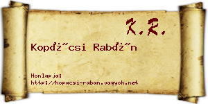 Kopácsi Rabán névjegykártya